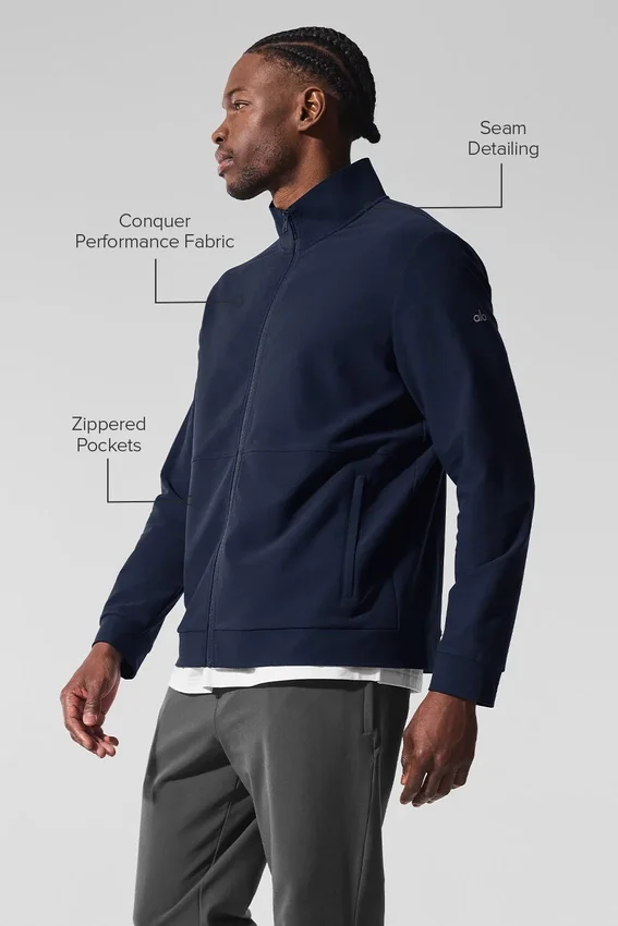 Conquer Max Mock Neck Full Zip – Navy
