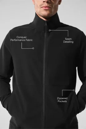 Conquer Max Mock Neck Full Zip – svart