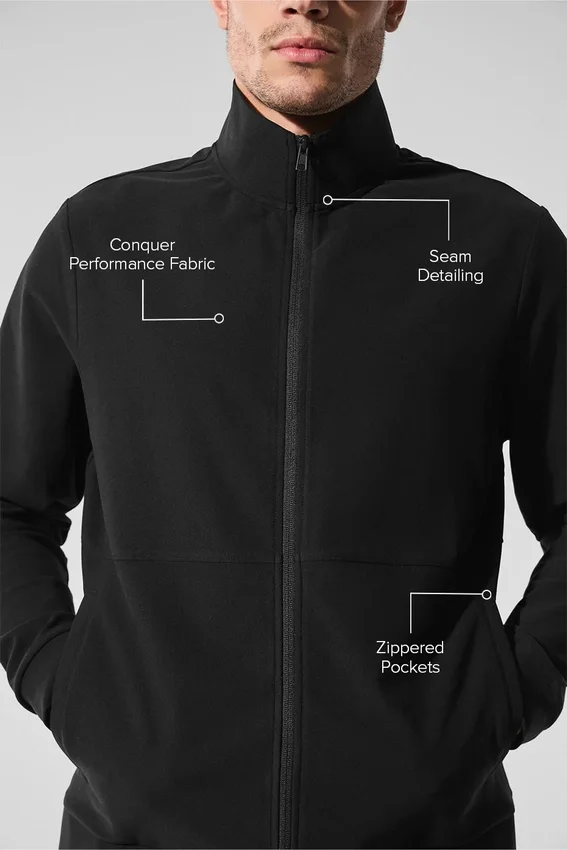 Conquer Max Mock Neck Full Zip – svart