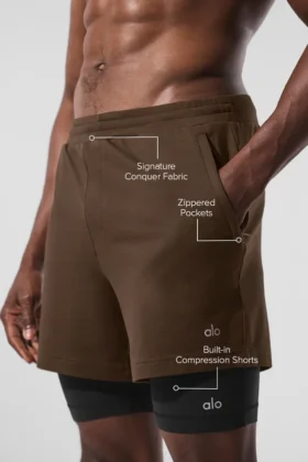 Conquer React 2-i-1 Performance-shorts – Espresso/svart
