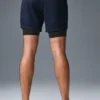 Conquer React 2-i-1 Performance-shorts – marineblå/svart