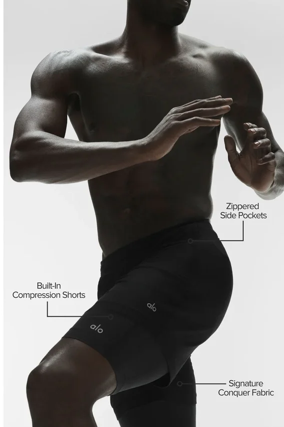 Conquer React 2-i-1 Performance-shorts – svart/svart