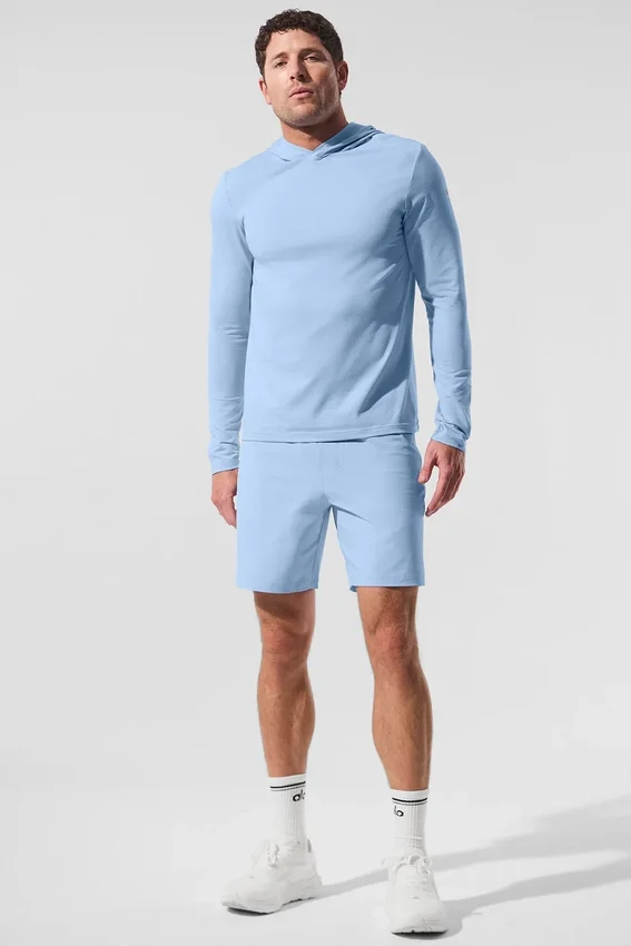 Conquer Reform langermet med hette – Seashell Blue