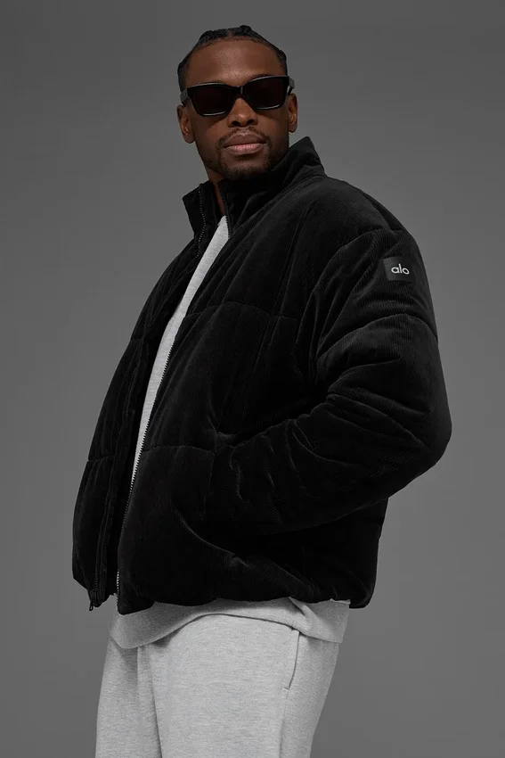 Corduroy Stage Puffer – svart