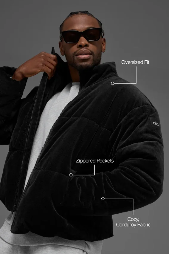 Corduroy Stage Puffer – svart