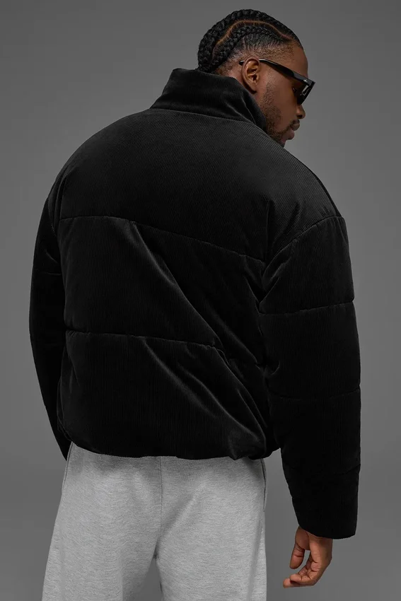 Corduroy Stage Puffer – svart
