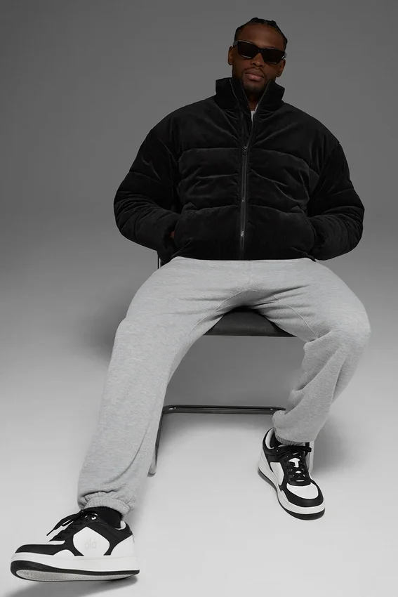 Corduroy Stage Puffer – svart