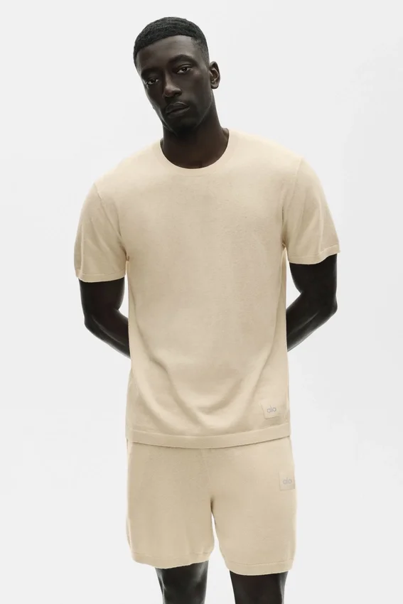 Cotton Cashmere Ever Soft kortærmet genser – Sandy Beige