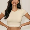Cotton Cashmere My Serve kortærmet – Sandy Beige/Hvit