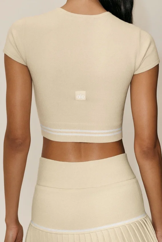 Cotton Cashmere My Serve kortærmet – Sandy Beige/Hvit