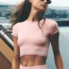 Cotton Cashmere My Serve kortærmet – solbleket rosa/hvit