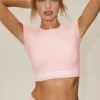 Cotton Cashmere My Serve kortærmet – solbleket rosa/hvit