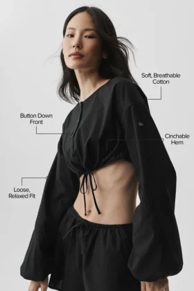 Cotton Cropped Real Deal langermet – svart