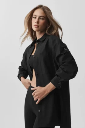 Cotton Real Deal langermet skjorte med knapper – svart