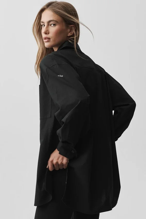 Cotton Real Deal langermet skjorte med knapper – svart