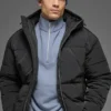 Crinkle Nylon Hooded Stage Puffer – Svart
