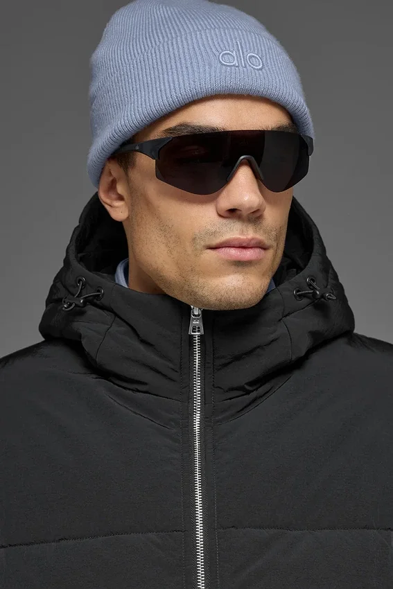 Crinkle Nylon Hooded Stage Puffer – Svart