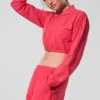 Cropped Breezy Full-Zip Cover up – Candy Red