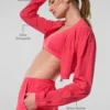 Cropped Breezy Full-Zip Cover up – Candy Red