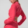 Cropped Breezy Full-Zip Cover up – Candy Red