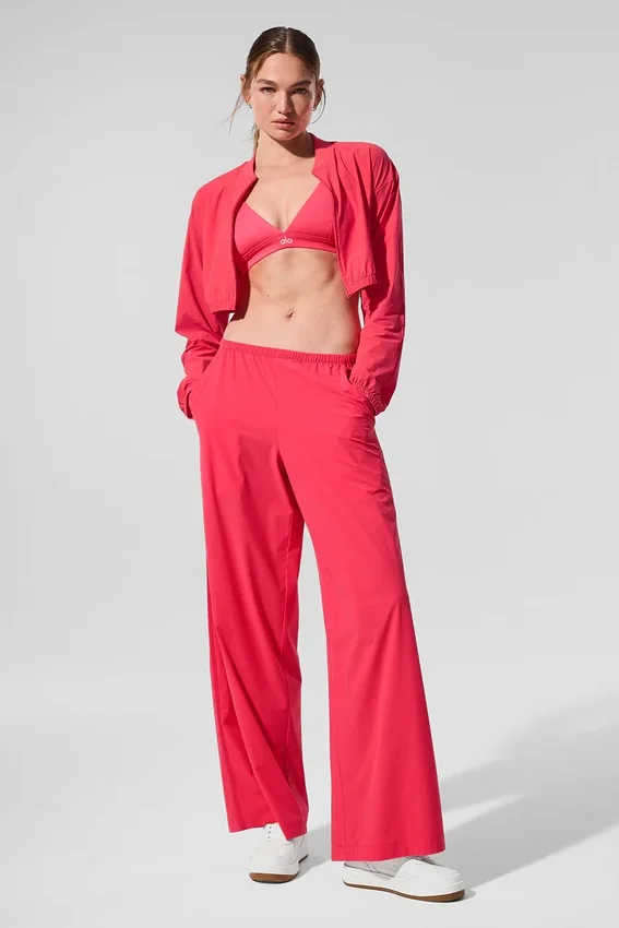 Cropped Breezy Full-Zip Cover up – Candy Red