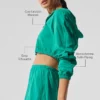 Cropped Breezy Full-Zip Hettegenser – Spruce Green