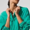 Cropped Breezy Full-Zip Hettegenser – Spruce Green