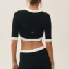 Cropped Capri Dream-cardigan i bomull og kashmir – svart/hvit