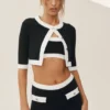 Cropped Capri Dream-cardigan i bomull og kashmir – svart/hvit