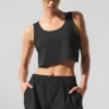 Cropped Sport Star Singleter – svart