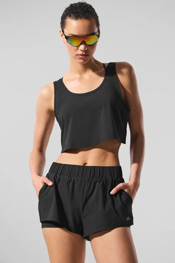 Cropped Sport Star Singleter – svart