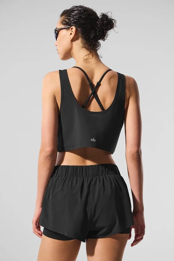 Cropped Sport Star Singleter – svart