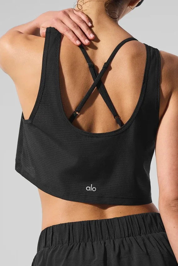 Cropped Sport Star Singleter – svart