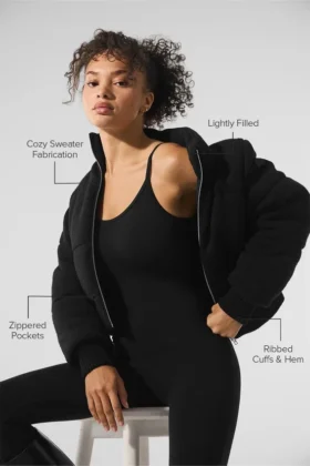 Darling Strikkegenser Puffer – svart
