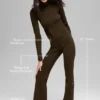 Denimstrikkede High-Waist-bukser med utvidet ben – Espresso/svart