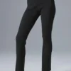Denimstrikkede High-Waist-bukser med utvidet ben – svart/antracitt