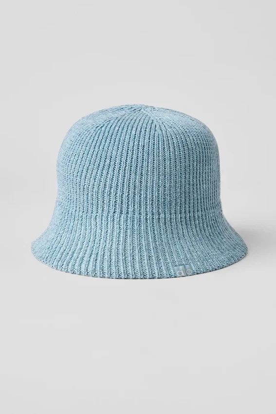 Denimstrikket cloche – himmelblå/mørk himmelblå