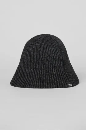 Denimstrikket cloche – svart/antracitt
