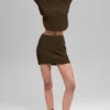Denimstrikket High-Waist-skjørt – Espresso/svart