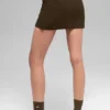 Denimstrikket High-Waist-skjørt – Espresso/svart