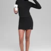 Denimstrikket High-Waist-skjørt – svart/antracitt