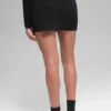 Denimstrikket High-Waist-skjørt – svart/antracitt