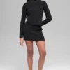 Denimstrikket High-Waist-skjørt – svart/antracitt