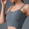 Denimstrikket tank-top med strømpebånd – stålgrå/antracitt