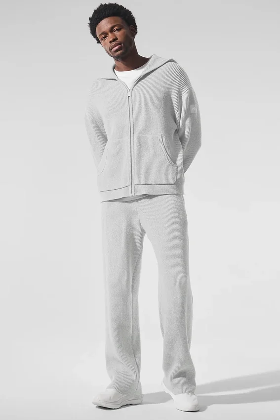 Domain ribbestrikkede joggebukser – Athletic Heather Grey