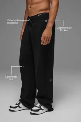 Domain ribbestrikket joggebukser – svart