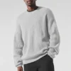 Domain ribbestrikket strikkegenser med rund hals – Athletic Heather Grey