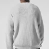 Domain ribbestrikket strikkegenser med rund hals – Athletic Heather Grey