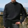 Domain Shift Rib Knit 1/4 Zip-strikkegenser – antrasitt