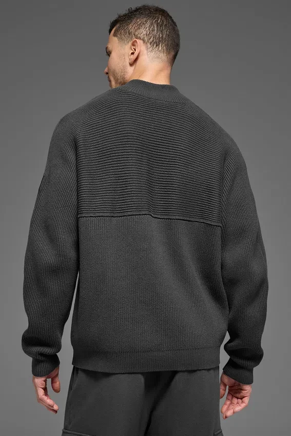 Domain Shift Rib Knit 1/4 Zip-strikkegenser – antrasitt
